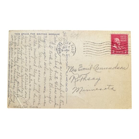 Vtg 1955 Postcard The Streamliner Passing Through A Ca Orange Grove Linen Posted - Picture 2 of 2